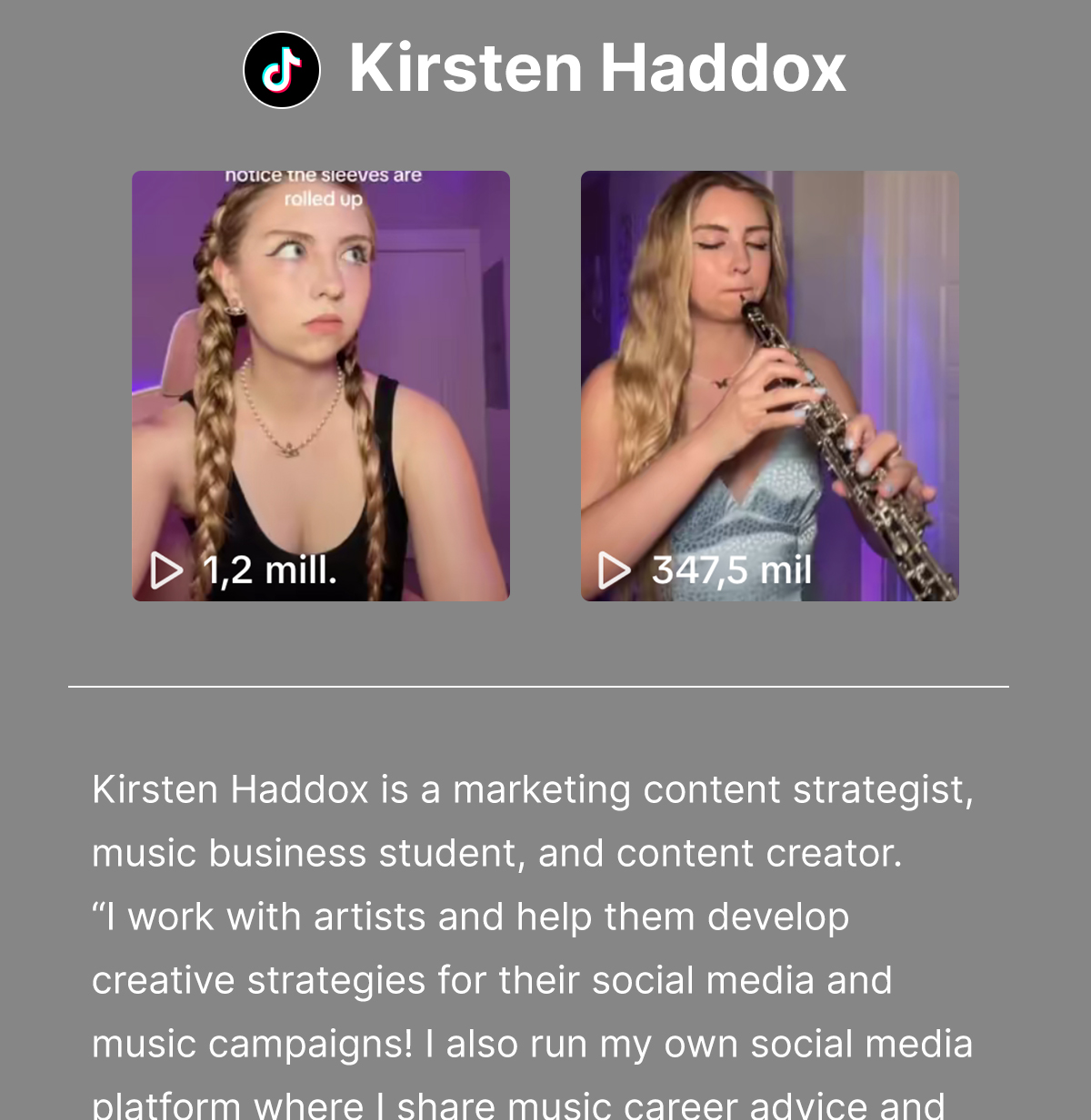 Kirsten Haddox on TikTok