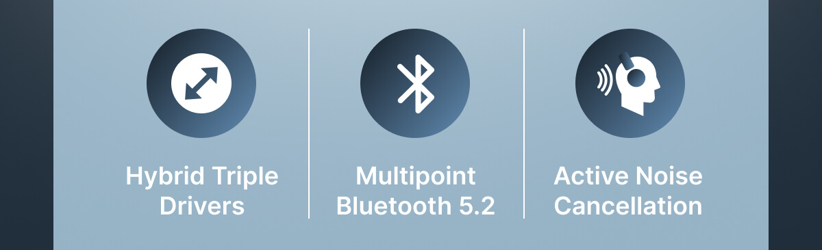 Hybrid Triple Drivers | Multipoint Bluetooth 5.2 | Active Noise Cancellation