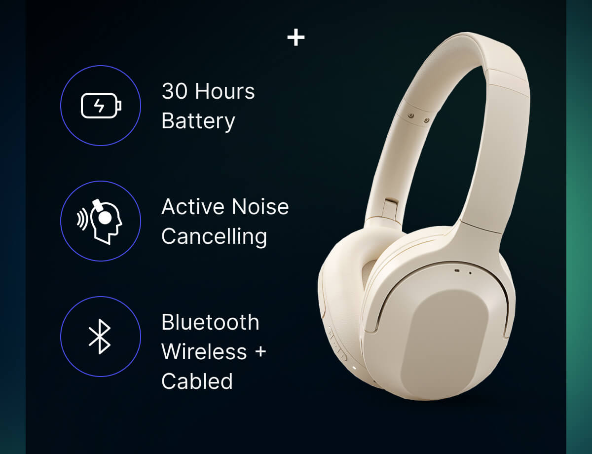 Core ANC: 30 Hours Battery - Active Noise Cancelling - Bluetooth Wireless + Cabled