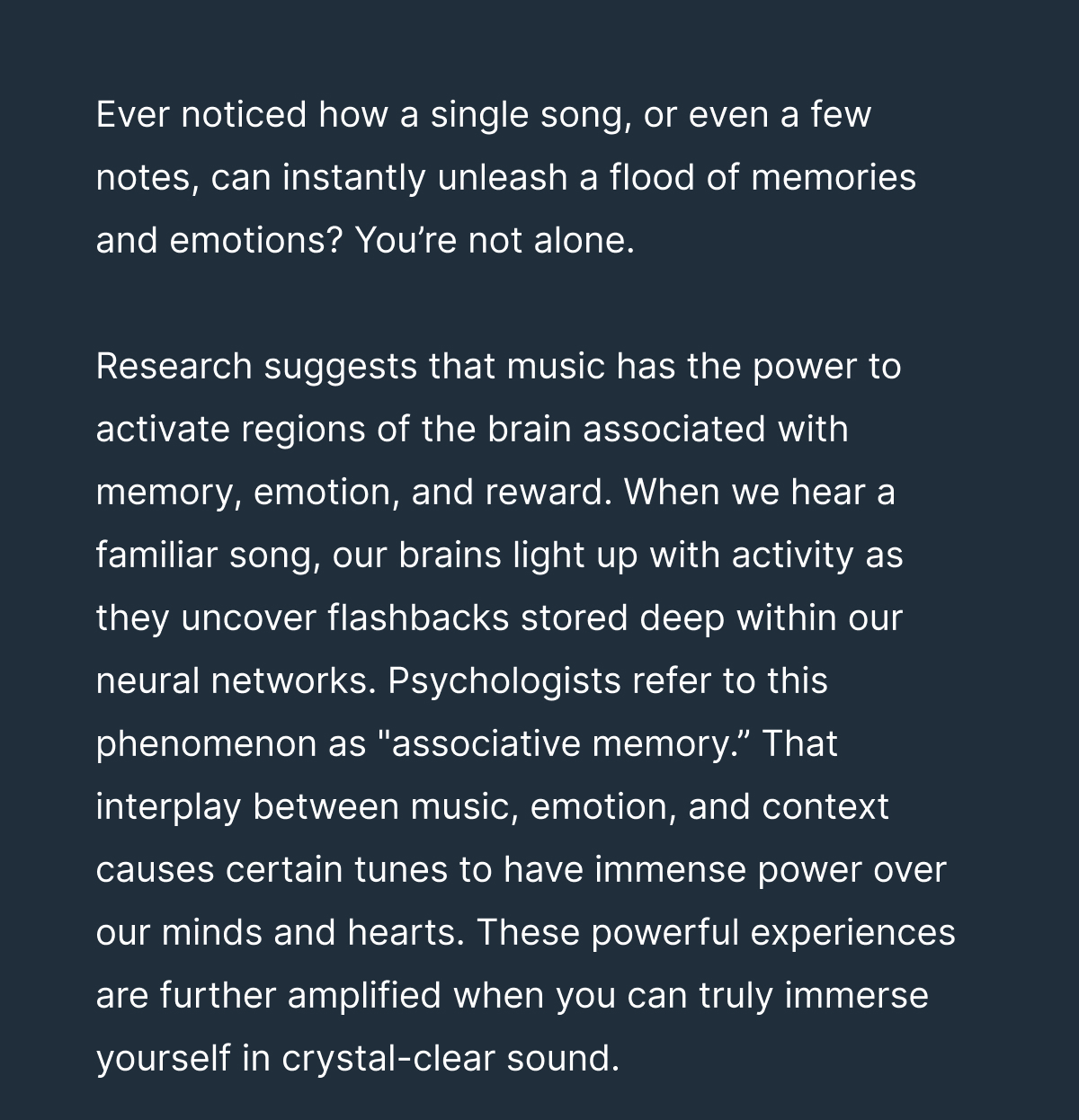 Ever noticed how a single song, or even a few notes, can instantly unleash a flood of memories and emotions?