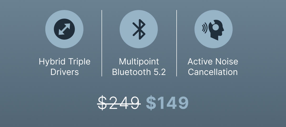 Hybrid Triple Drivers | Multipoint Bluetooth 5.2 | Active Noise Cancellation