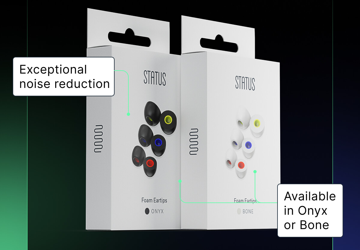 Exceptional noise reduction - Available in Onyx or Bone